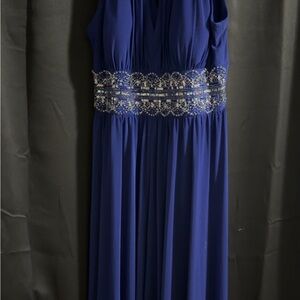 R&M Richards Royal Blue Maxi Dress with Embellished Waist